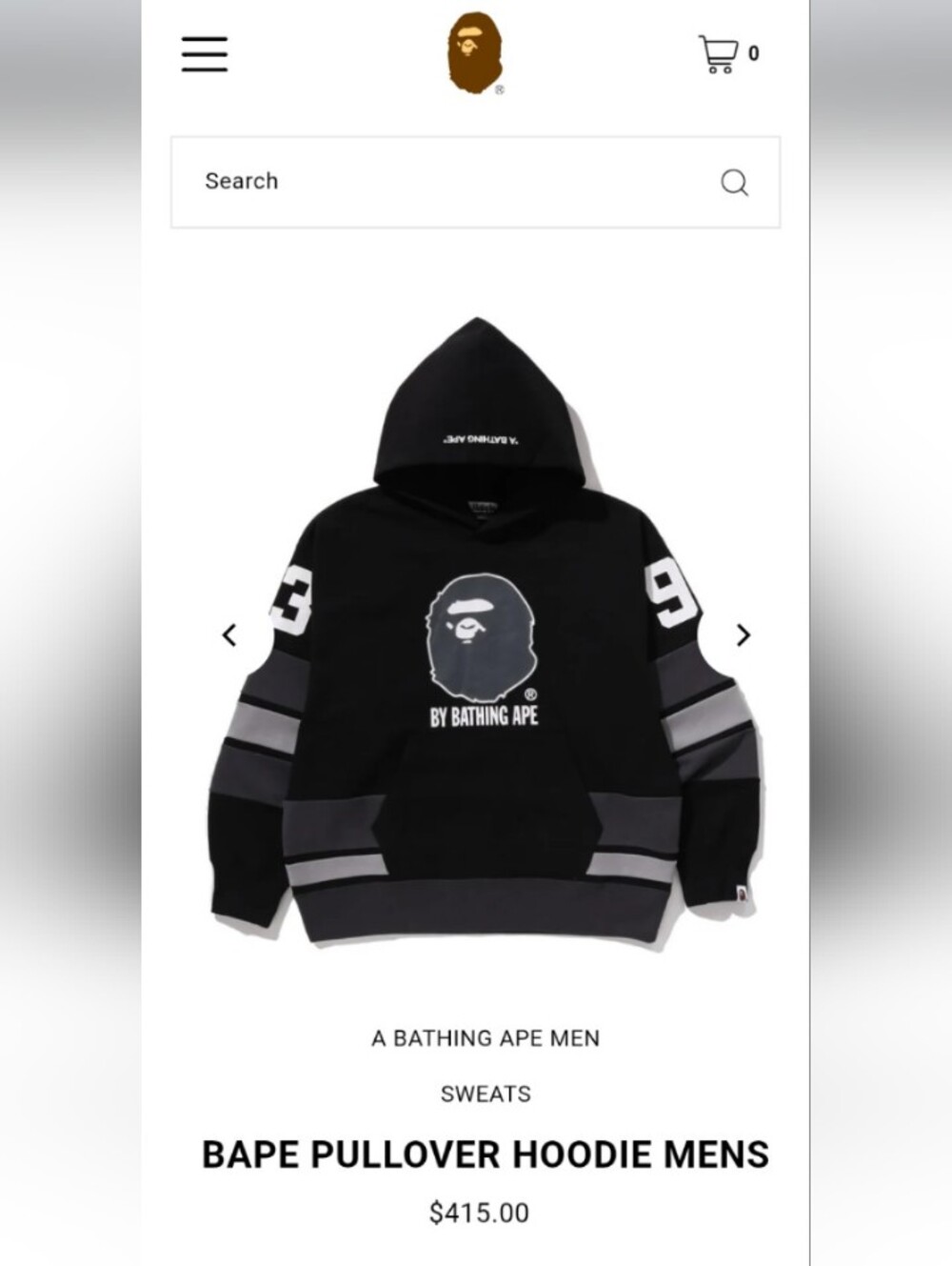 Bape A Bathing Ape Black Jersey Hoodie Relaxed Medium